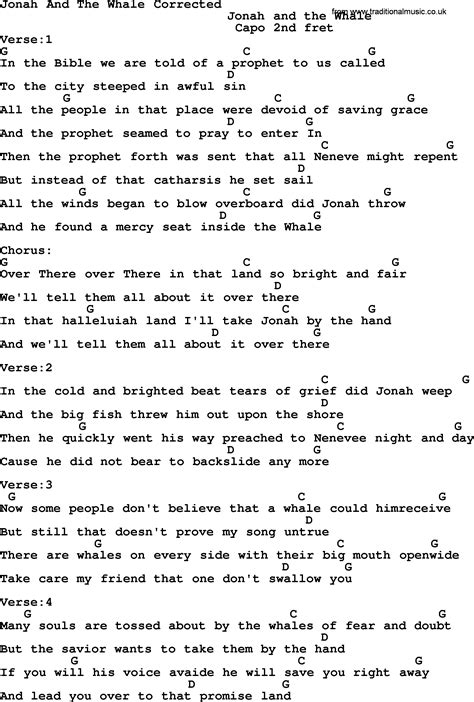 Jonah And The Whale Bluegrass Lyrics With Chords