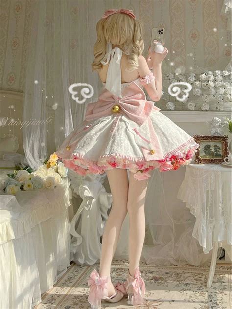 Sexy Lolita Rosa Empregada Vestido Japon S Doce Mulheres Kawaii Vestido