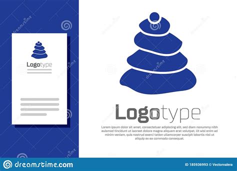 Blue Stack Hot Stones Icon Isolated On White Background Spa Salon Accessory Logo Design