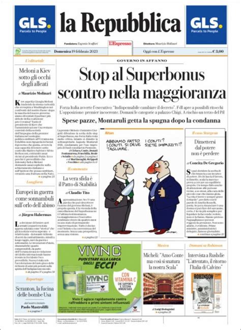 Newspaper La Repubblica Italy Newspapers In Italy Todays Press