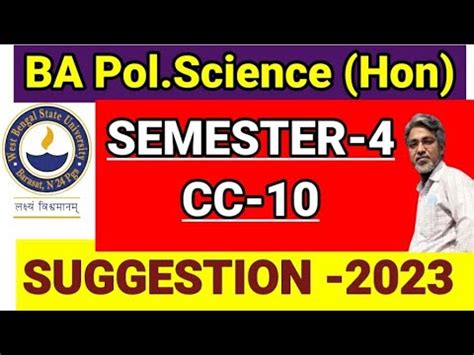 WBSU BA Pol Science Honours Semester 4 CC 10 Suggestion 2023 BA Pol