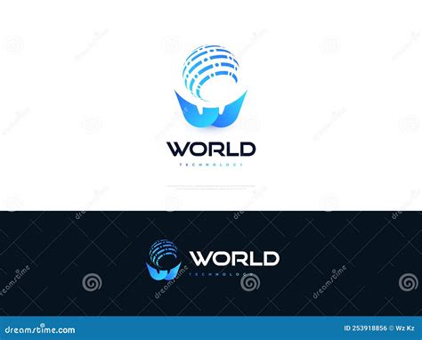 Modern Letter W Logo Design With Global Icon In Technology Concept