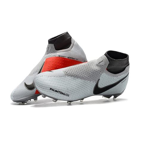 Nike Phantom Vision Elite Df Fg Tacos De Futbol Gris Rojo