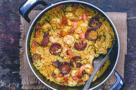 Spicy Couscous Recipe With Shrimp And Chorizo The Mediterranean Dish