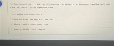 Solved Pure Water Company Is Subject To A Decision By The Chegg