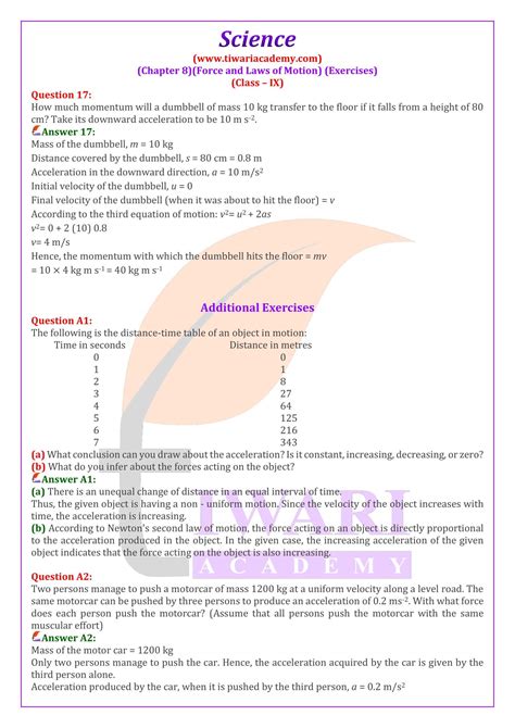 NCERT Solutions For Class Science Chapter Force And Laws Of