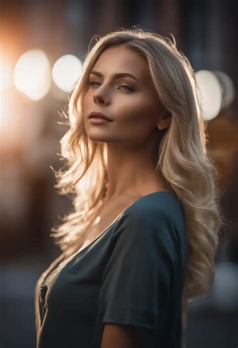 Gorgeous Woman With Extra Long Wavy Blonde Hair Detailed Alluring Eyes