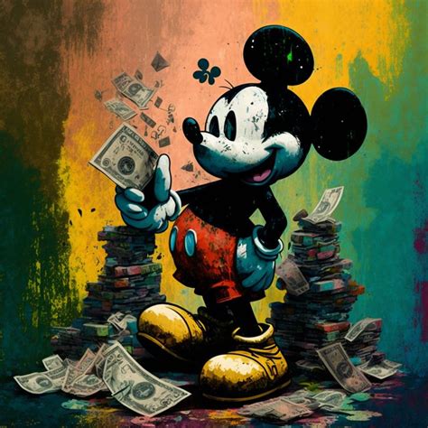 Micky Mouse Wall Art Canvas Banksy Style Micky Mouse Digital Etsy