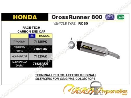 Silencieux Race Tech Arrow Pour Collecteur D Origine Sur Honda