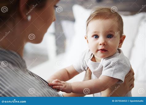 Portrait Of Confused Baby Looking At Camera Stock Image Image Of