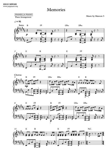 Maroon 5-Memories Sheet Music pdf, - Free Score Download ★