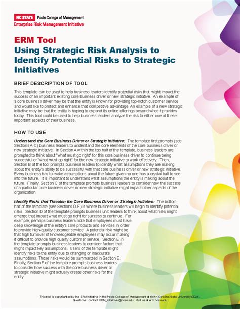 Erm Tool Using Strategic Risk Analysis To Identify Poten