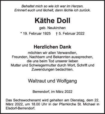 Traueranzeigen Von K The Doll Wirtrauern