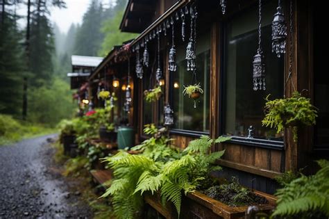 Premium Ai Image Alpine Wind Chimes Outside A Cabin