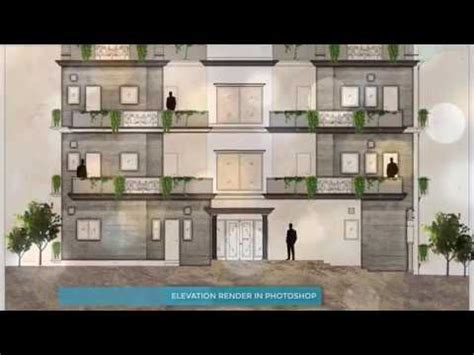 Elevation Render In Photoshop Of Residential Building Youtube