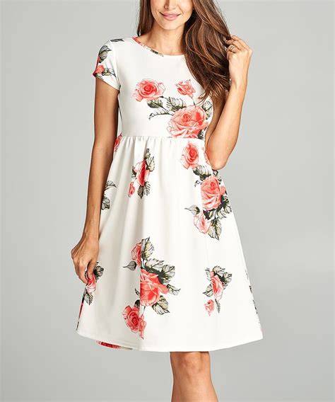 White Coral Floral Pocket A Line Dress A Line Dress Fab Fashion Dress