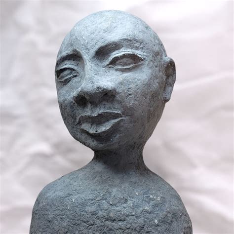 Abstract Modern Faux Stone Paper Mache Bust Sculpture Created By Renée