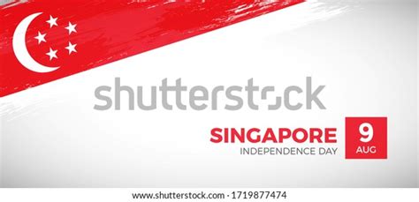 Happy Independence Day Singapore Brush Painted Stock Vector Royalty