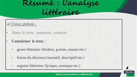 Les Outils Danalyse Littéraire N°2 Approche Globale Bien écrire