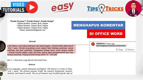 Cara Menghapus Komentar Di Office Word YouTube