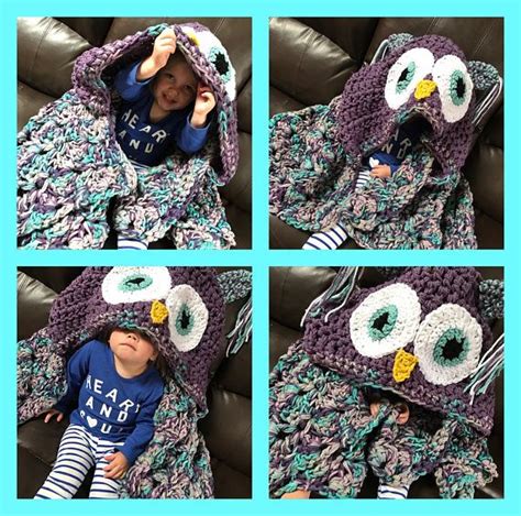 Bulky Hooded Owl Blanket Mjs Off The Hook Design Owl Blanket