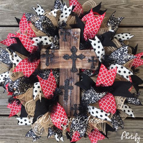 Jute Mesh Cross Wreath Custom Created By Wreaths To Adoor Check Us Out