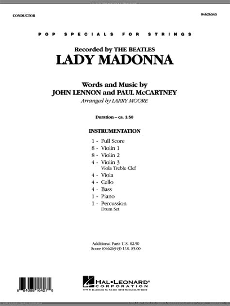 Lady Madonna Sheet Music Complete Collection For Orchestra