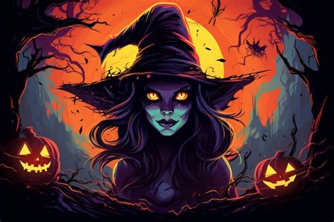 Premium AI Image | Witch halloween wallpaper background