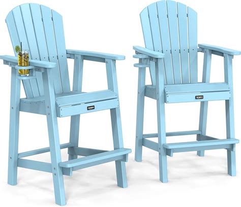 Vingli Tall Adirondack Chairs Set Of 2 With Cup Holders