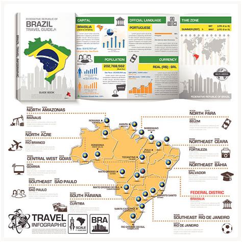 130 Mapa De Brasil Y Viajes Infografía Plantilla De Diseño Fotografías