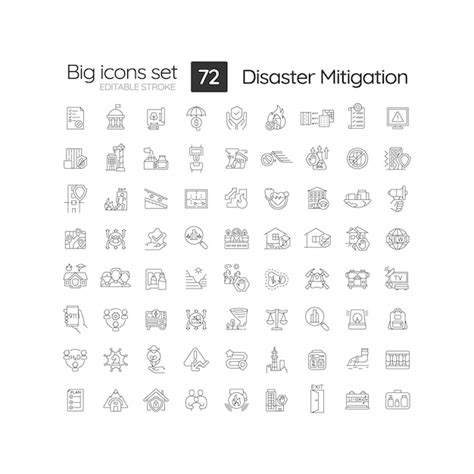 Premium Vector Disaster Mitigation Linear Icons Set