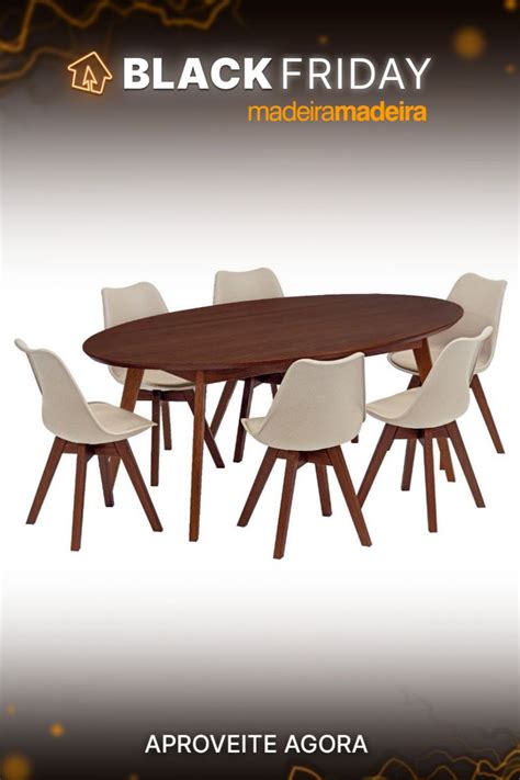 Conjunto Mesa de Jantar Oval Vértice cm Nozes Cadeiras Leda em Madeira Maciça Nude