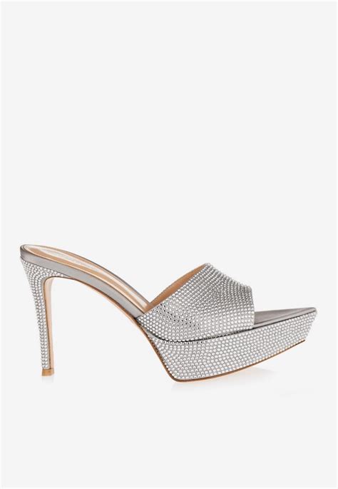 Gianvito Rossi Tracey 85 Crystal Embellished Platform Mules In White Lyst