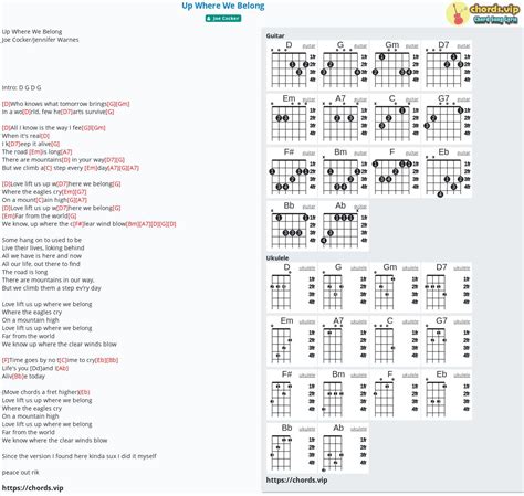 Chord: Up Where We Belong - Joe Cocker - tab, song lyric, sheet, guitar ...