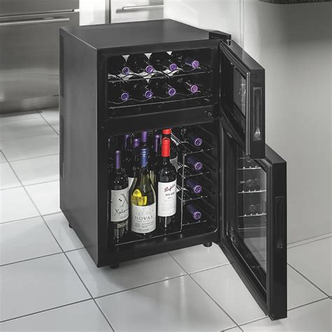 Wine Enthusiast 24-Bottle Black Dual Zone Wine Chiller in the Wine ...