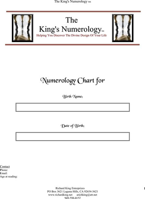 Free The King S Numerology Chart Pdf Kb Page S