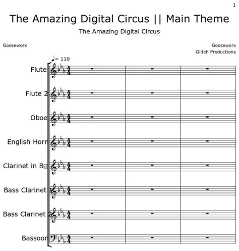 The Amazing Digital Circus Main Theme Sheet Music For Flute Oboe