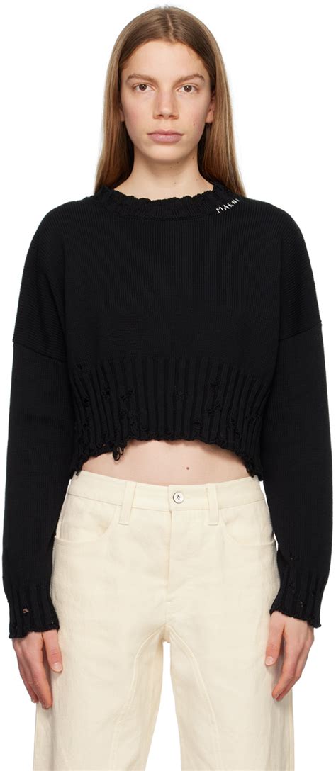 Black Distressed Sweater By Marni On Sale