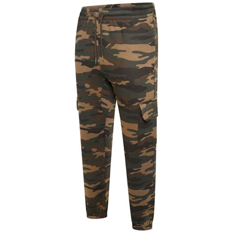 Mens Cargo Combat Camouflage Jogging Bottoms Army Fleece Tracksuit