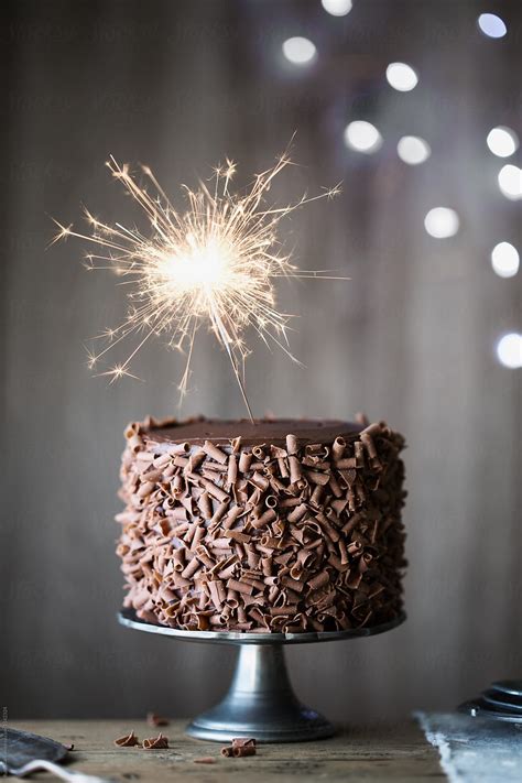 Chocolate Cake With Sparkler By Stocksy Contributor Ruth Black