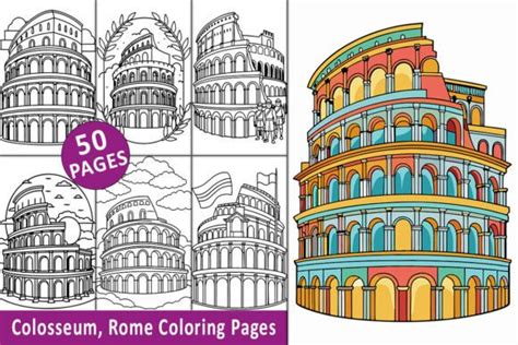 50 Colosseum Rome Coloring Book Pages Graphic By BreakingDots