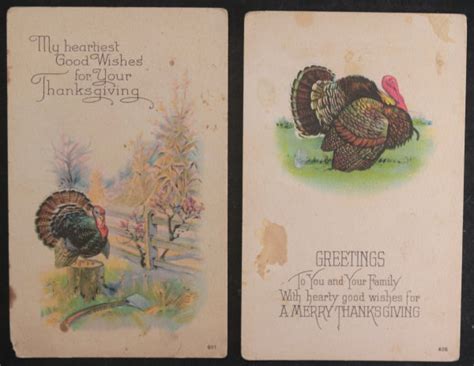 Usa Set Of 6 Thanksgiving Postcards Early 1900s Chadbourne Antiques