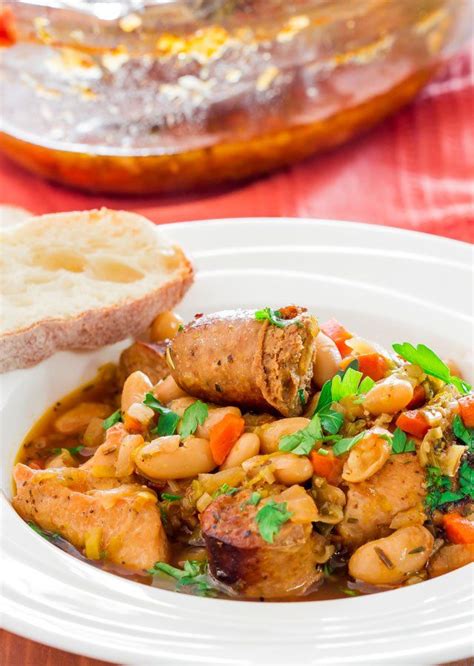 Classic French Cassoulet A Classic And Simple Yet Delicious Casserole With Beans Pork Sausag