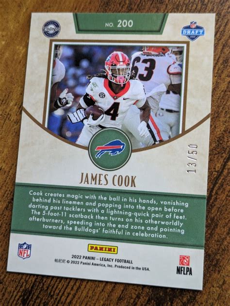 James Cook 50 2022 Panini Legacy Red Prizm Rookie Buffalo Bills RC EBay