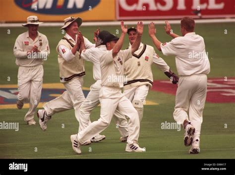 South Africans Celebrate With Shaun Pollock After Taking England S