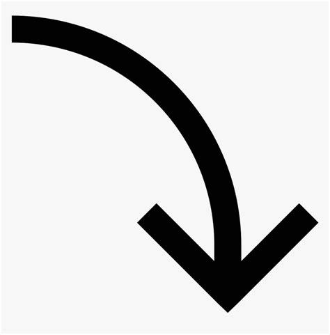 Downward Arrow Icon - Arrow Symbol Bending Down, HD Png Download - kindpng