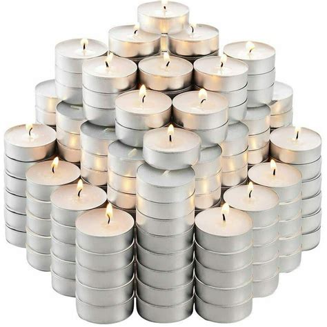 50 Pack Tea Light Candles Bulk Pack 3 hours Burn White Unscented ...