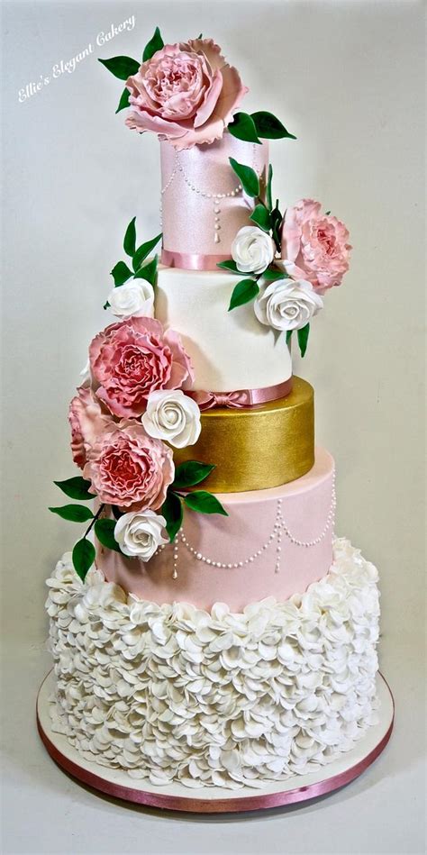 Peony And Rose Wedding Cake Decorated Cake By Ellie Cakesdecor