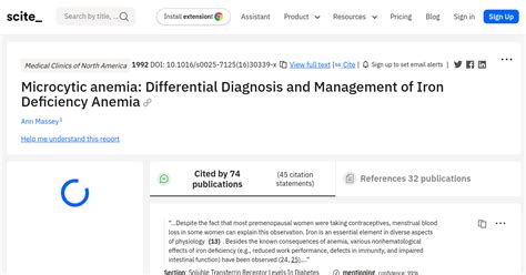 Microcytic anemia: Differential Diagnosis and Management of Iron Deficiency Anemia - [scite report]