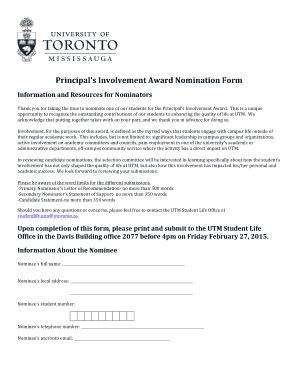 Fillable Online Utm Utoronto Information And Resources For Nominators